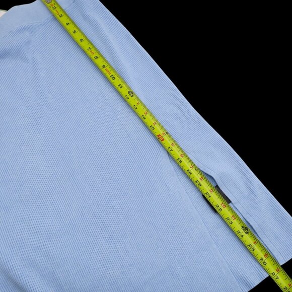 H&M Blue Ribbed Sweater Knit Midi Skirt Front Slit Bodycon Women's Medium NWT - Picture 6 of 6